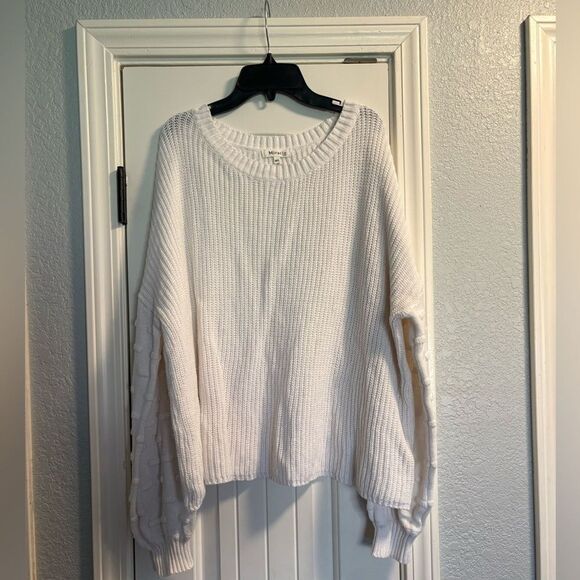 Miracle Sweater Womens Medium Large Oversized White Polka Dot Long Sleeve - Picture 1 of 5